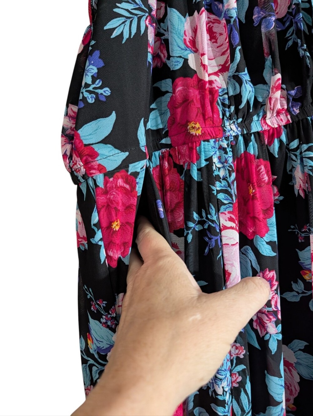 Torrid Size 4 Black Floral Mesh Babydoll Dress Pockets Cottagecore Plus Size - Picture 4 of 9